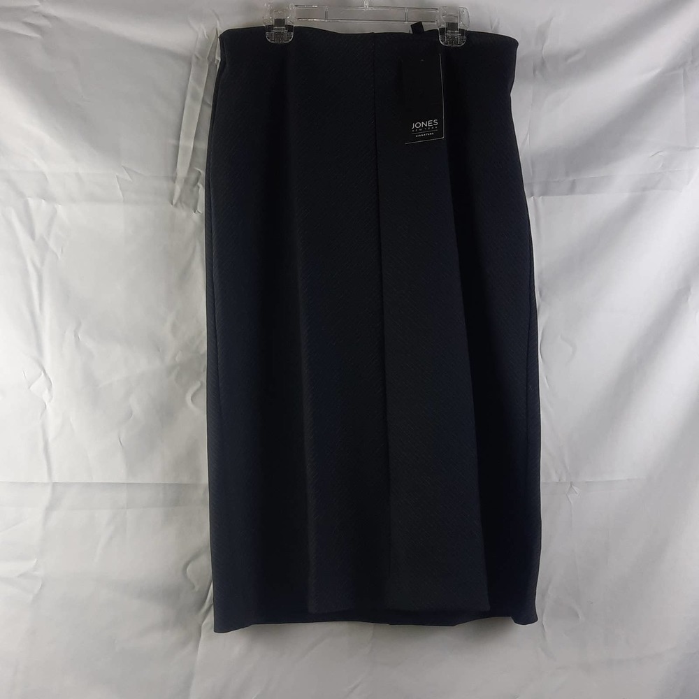 NWT Jones NY Signature Black A-line dressy church career pin stripe skirt SM
